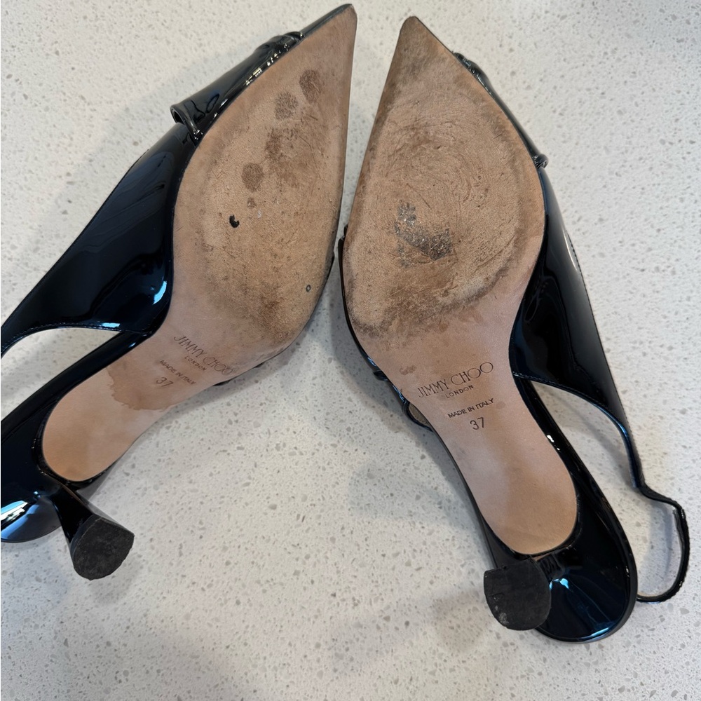 Jimmy Choo Black Patent Elinor Slingback Heels - Picture 3 of 6